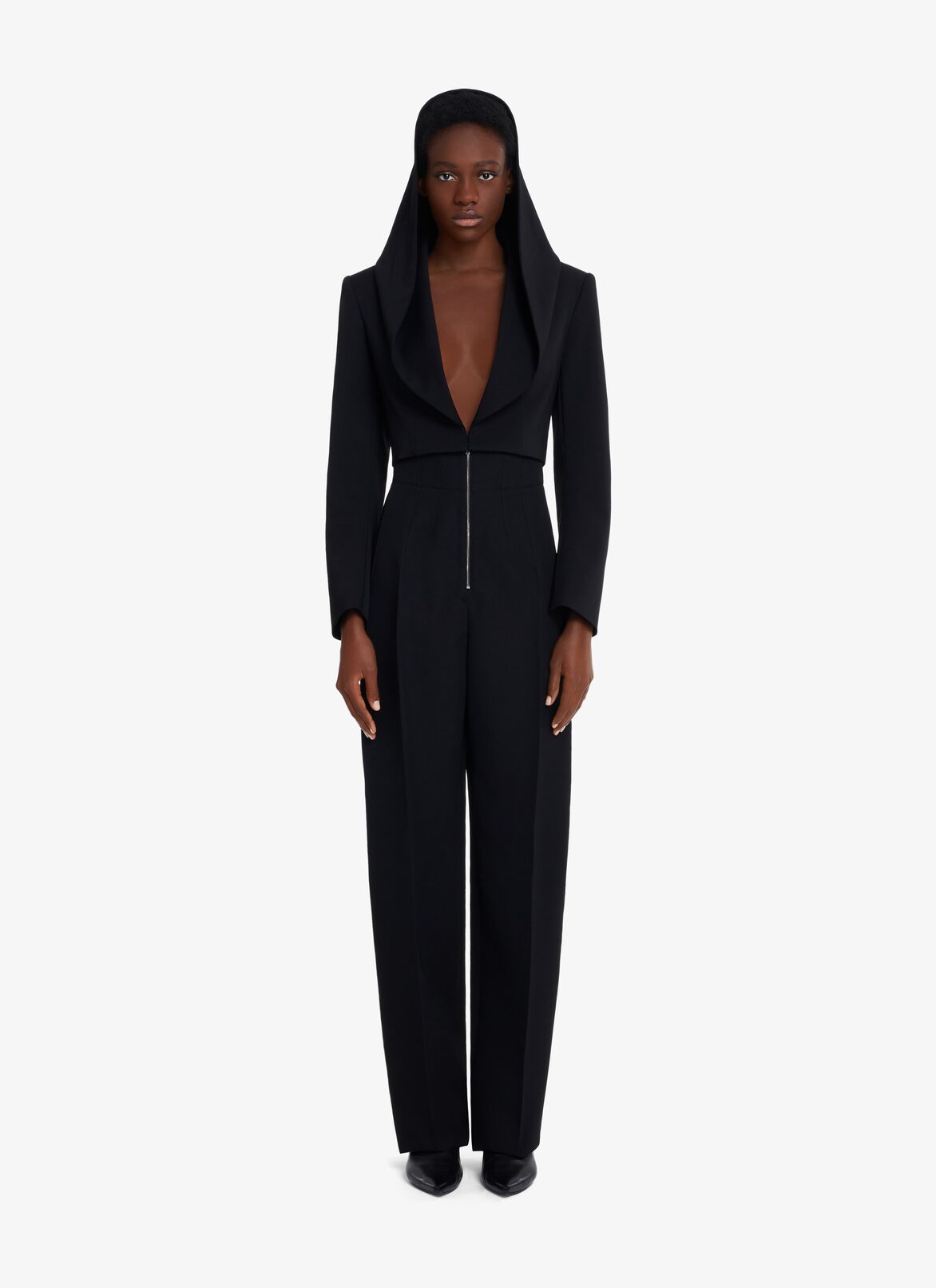HIGH-WAIST WOOL GABARDINE TROUSERS ALAÏA BLACK HIGH-WAIST WOOL GABARDINE TROUSERS